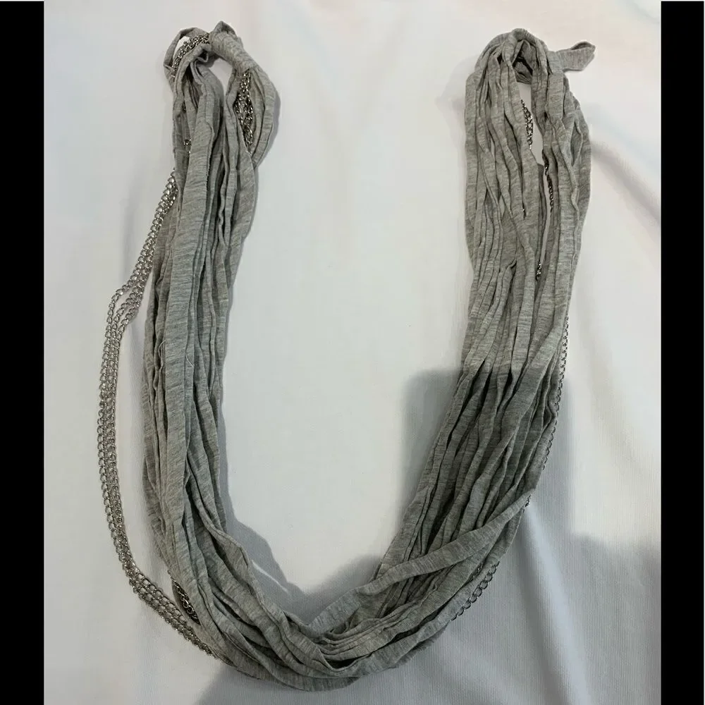 Cotton infinity Scarf Necklace with Chains